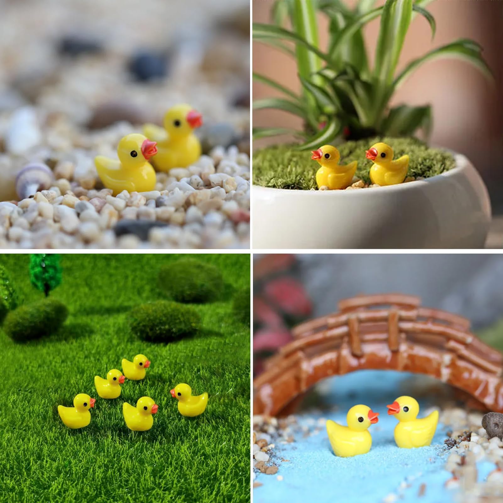 NOJGAC 120 Pcs Mini Ducks, Tiny Realistic Shape Resin Ducks Cute Miniature Toy, Bath Time Toys, Deracorations for Christmas Birthday Party Miniature Figures Micro Fairy Garden