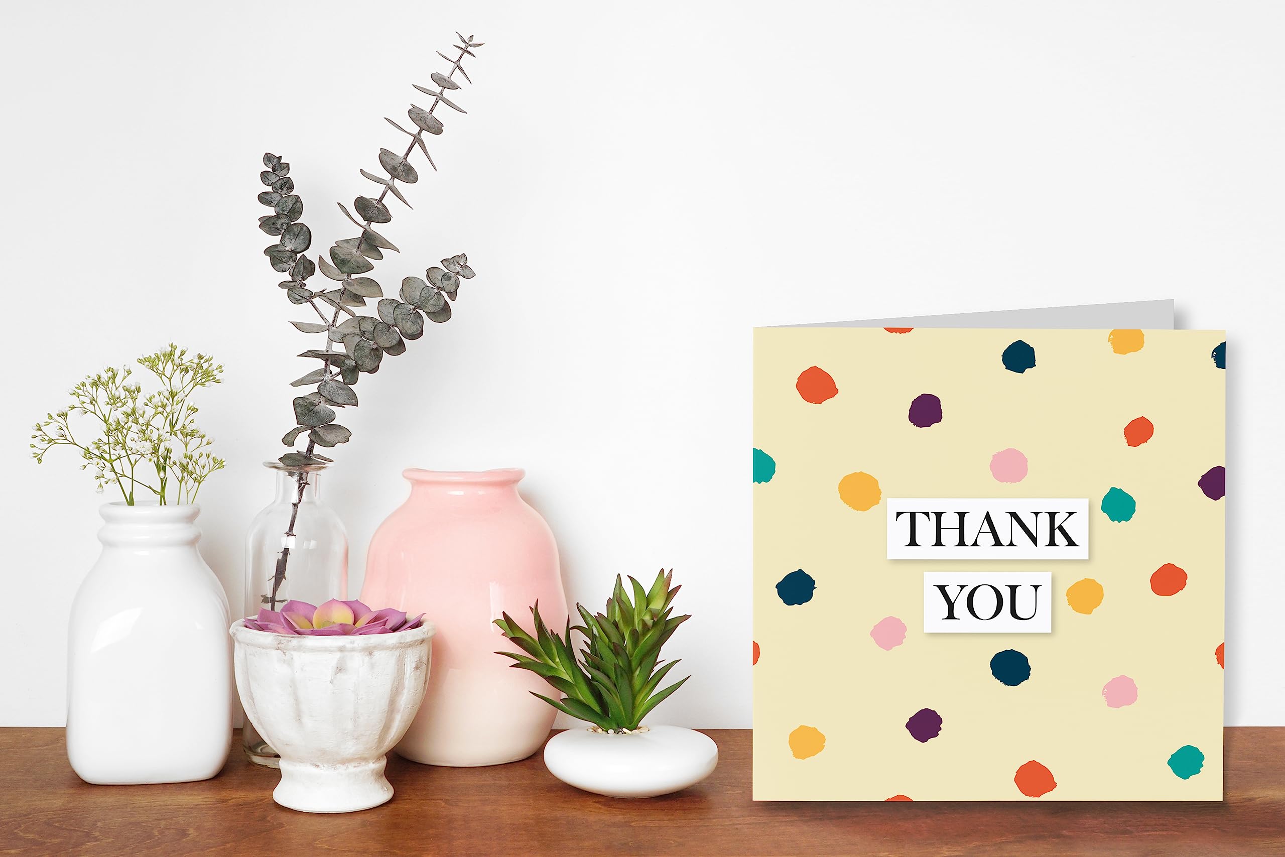 Thank You Card, Painted Style Polka Dots, Thank You Greeting Cards for Friend or Teacher, Thank You Card for Men or Women, Blank Inside, Kids Thank You Card, Wedding Thanks