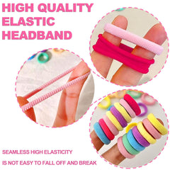 Hanyousheng 50 Pcs Baby Hair Bands, Baby Hair Bobbles, Colorful Cotton Baby Hair Ties, Mini Seamless Ponytail Holders, Kids Hair Accessories for Baby Girls Infants Toddlers