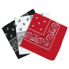 Paisley Cotton Bandana 3 pack Red White Black