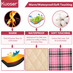 Kuoser Warm Dog Coat, Reversible Dog Jacket Waterproof Dog Winter Coat British Style Plaid Dog Clothes Pet Dog Cold Weather Coats Cozy Snow Jacket Vest for Small Medium Large Dogs Pink XS