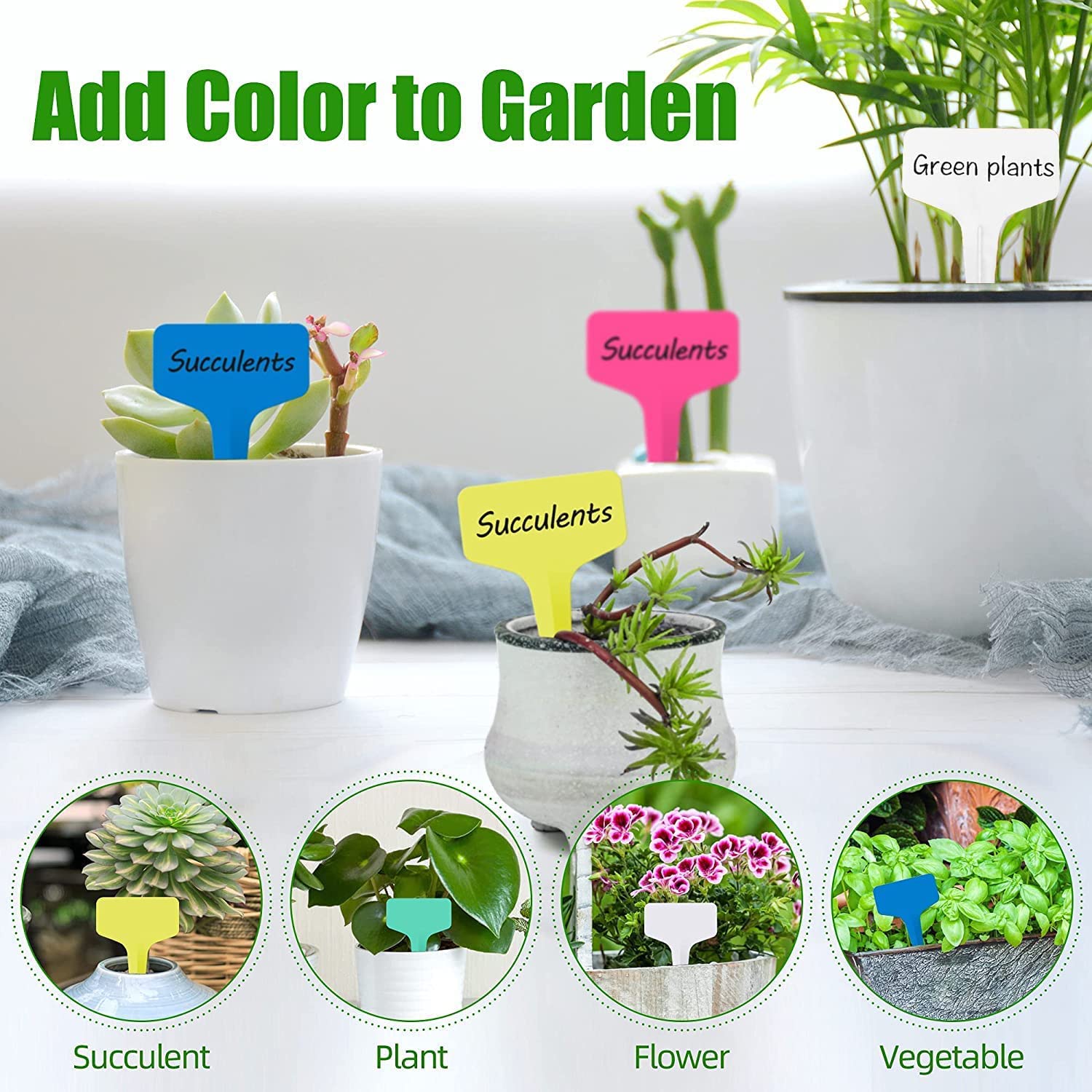 Plastic Plant Labels, 100Pcs T-Type Reusable Plant Labels Garden Markers, Waterproof Plant Tags, Seed Label, Plant Labels for Outdoor Plants Garden Seed Potted Flower (Multicolor)