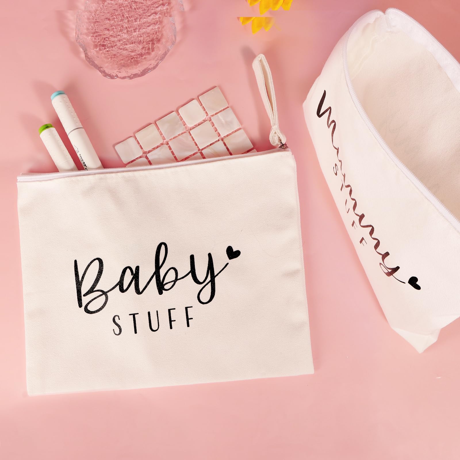 Baby Shower Gifts for Mum New Mum Gifts Mummy to be Gifts Cosmetic Bags Canvas Pouch Bags with Zipper