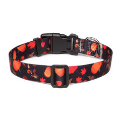 Suredoo Adjustable Nylon Dog Collar with Patterns, Soft Comfy Pet Collar for Small Medium Large Dogs (L, Pumpkin)