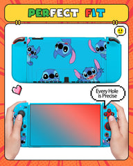 Koecya for Nintendo Switch OLED Case Cute Cartoon Character Design Cases Kawaii Fun Funny Fashion Soft Slim Protective Shell Cover Dockable Joycon for Kids Boys Teens Girls for Switch 2021 Blue