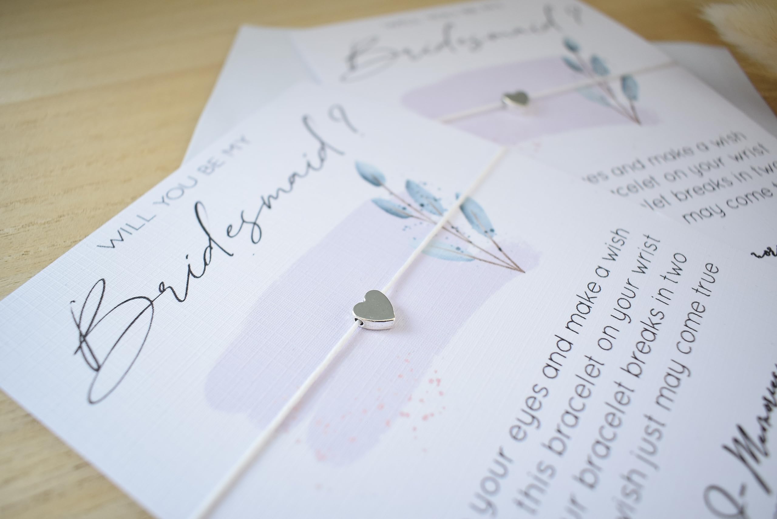 Will You Be My Bridesmaid? Wish Bracelet   Bridesmaid Proposal   Lilac Modern Watercolour Design   Tibetan Charm. Wish String Cord Bracelet. Modern Greeting Card