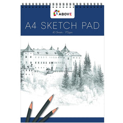 1ABOVE Artists Sketch pad,Spiral Bound Sketch Pad Sketch Paper for Artists. Ideal for The Studio, School Or at Home - 170gsm Cartridge Paper (A4)
