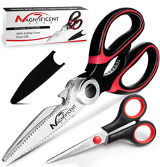 Magnificent Kitchen Scissor, Heavy Duty Scissors For Kitchen Use With Safety Cover & Extra Gift, Soft Grip & Multi-Functional Utility Scissors, Shears For Meat Poultry Herbs Cutting, Bottle Jar Opener
