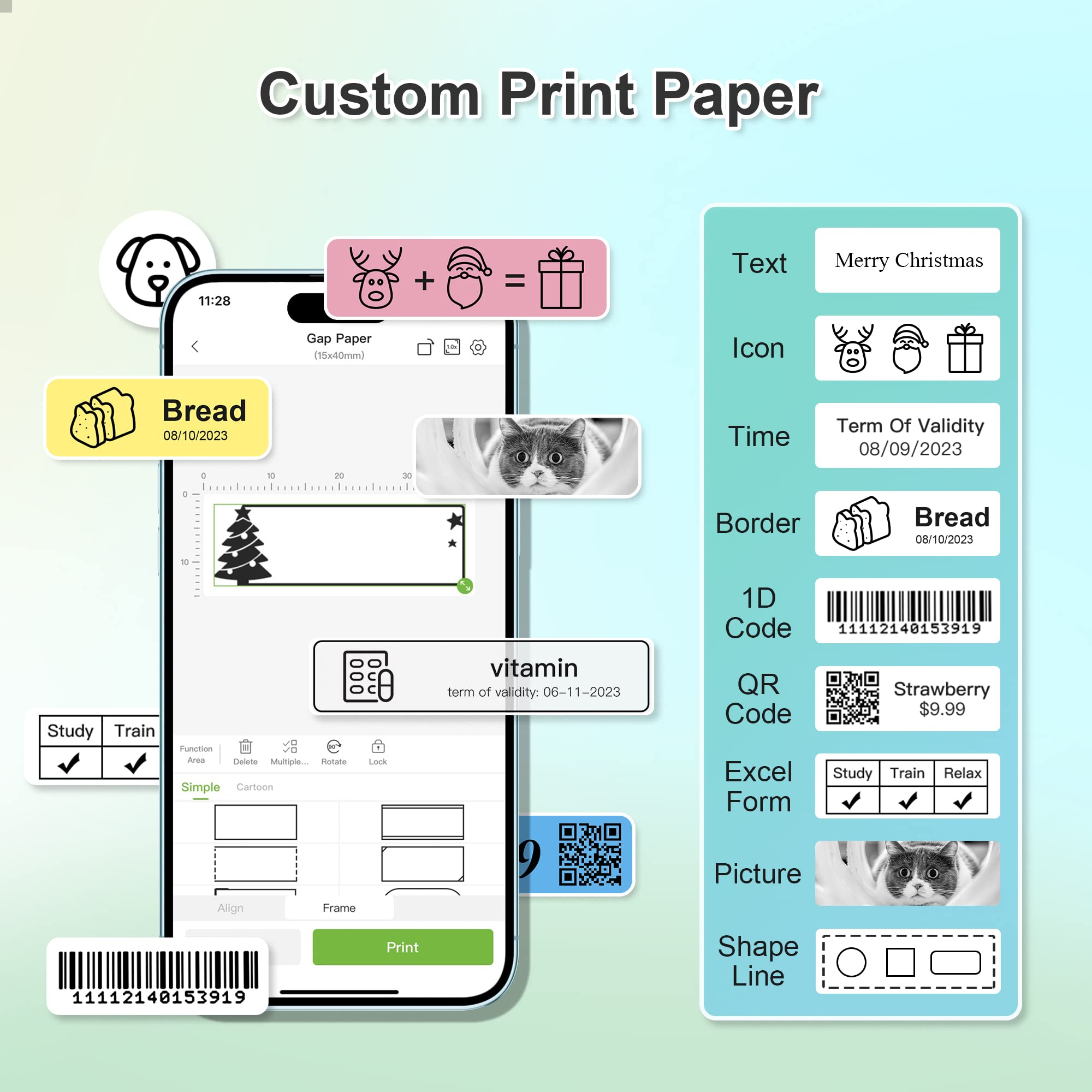 NELKO P21 Label Maker Tape, Adapted Label Print Paper, 14x40mm (0.55 inchesx1.57 inches), Standard Laminated Office Labeling Tape Replacement, Multipurpose of Home, Office, School, 180 Labels/Roll, Transparent