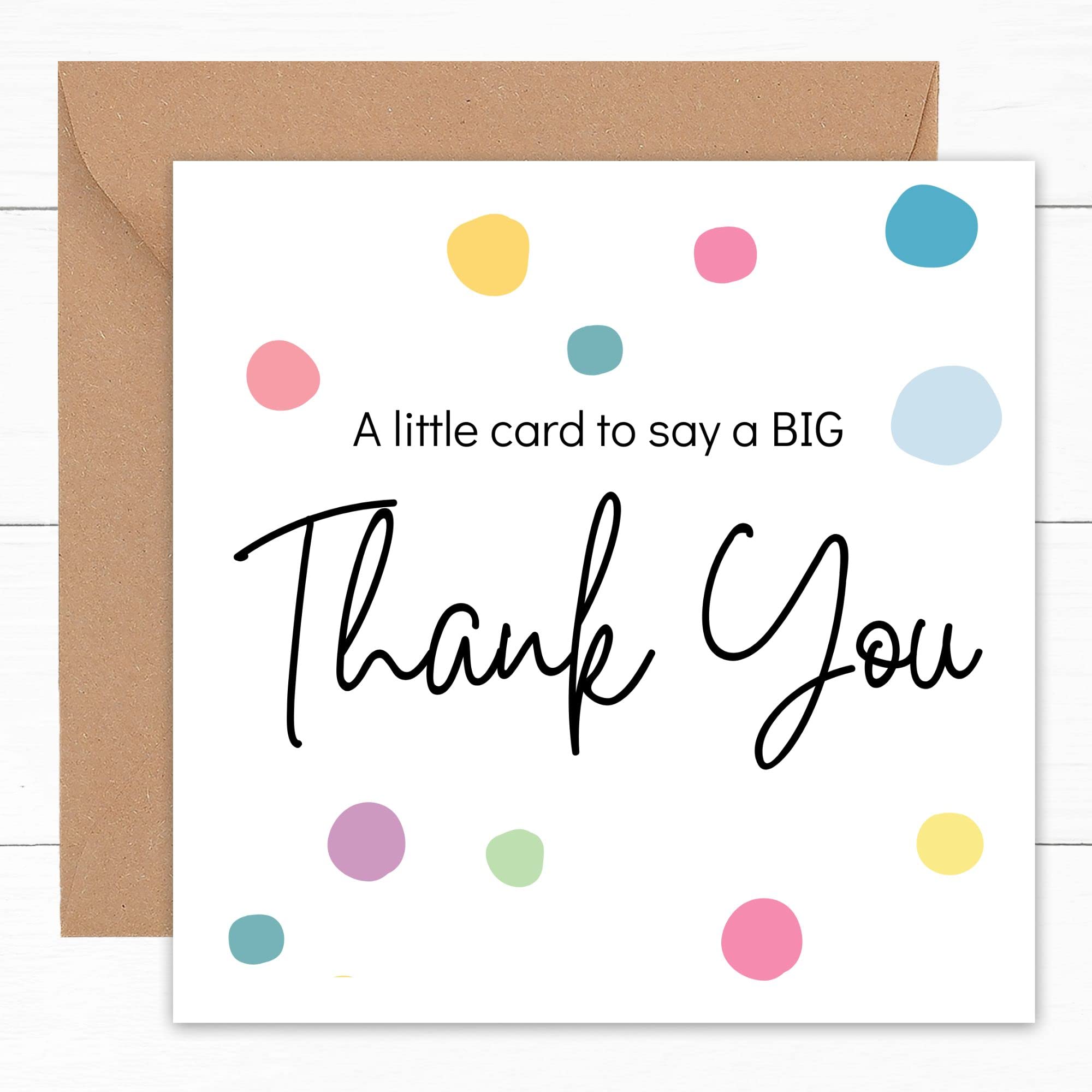 Thank You Card - with Envelope - Wedding Teacher Teaching Assistant Nurses Doctors Small Business Kids Friend Single Large - Thank You Gifts for Women - 14cm (Single)