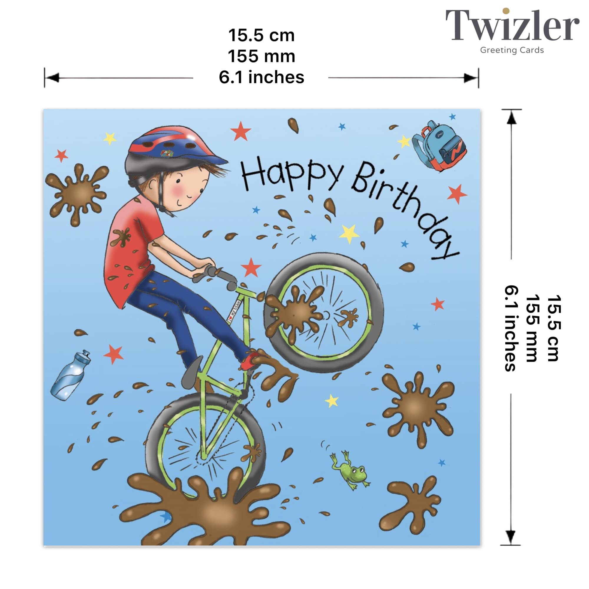 Twizler Happy Birthday Card with Mountain Bike - Boys Birthday Card - Happy Birthday Card Boy - Birthday Card For Boy - Sporty Childrens Birthday Cards - Boys Birthday Presents