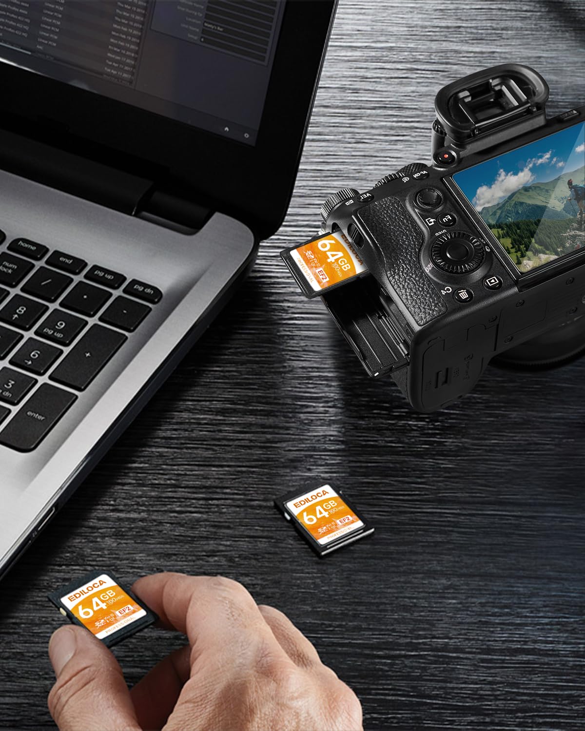 Ediloca SD Card 64GB, Memory Card, Up to 100MB/s, UHS-I, C10, U3, V30, Full-HD & 4K Video, Camera SD Card, Must-Have for Professional Photographers(EF2)