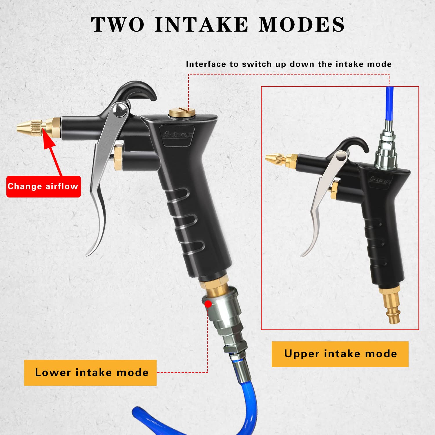 Air Blow Gun Air Compressor Duster with Extension Nozzle with 1/4 inches BSP British & German High Pressure Pistol-Grip Connector Pneumatic Air Duster Cleaning Tool