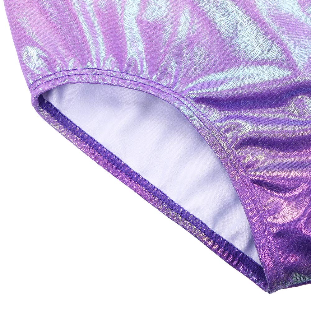 ZNYUNE Girls One Piece Blue Gradient Color Sparkle Leotard Dancing Ballet Gymnastics Athletic Leotards for Little Girl B182 Purple 12A