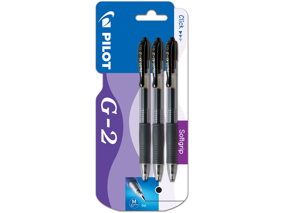 Pilot G207 Retractable Gel Rollerball 0.7 mm (Pack of 3) - Black