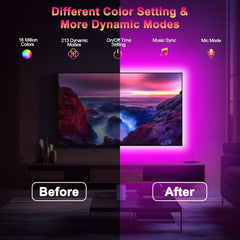 Daymeet TV Backlight, 5M Led Lights for TV for 55-75 inch, LED TV Backlights for Music Sync TV Light Bluetooth App Remote Control USB Led Strip Lights for Bedroom Gaming Room Party Decor