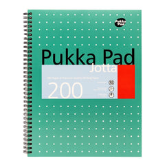 Pukka Pad, A4and Metallic Jotta Book 1 Pack –22.5 x 29.6cm–Wirebound Notebook with 8mm Lines and 80GSM Paper –Features 4-Hole Punch Margins and Perforated Edges -200 Pages, Green