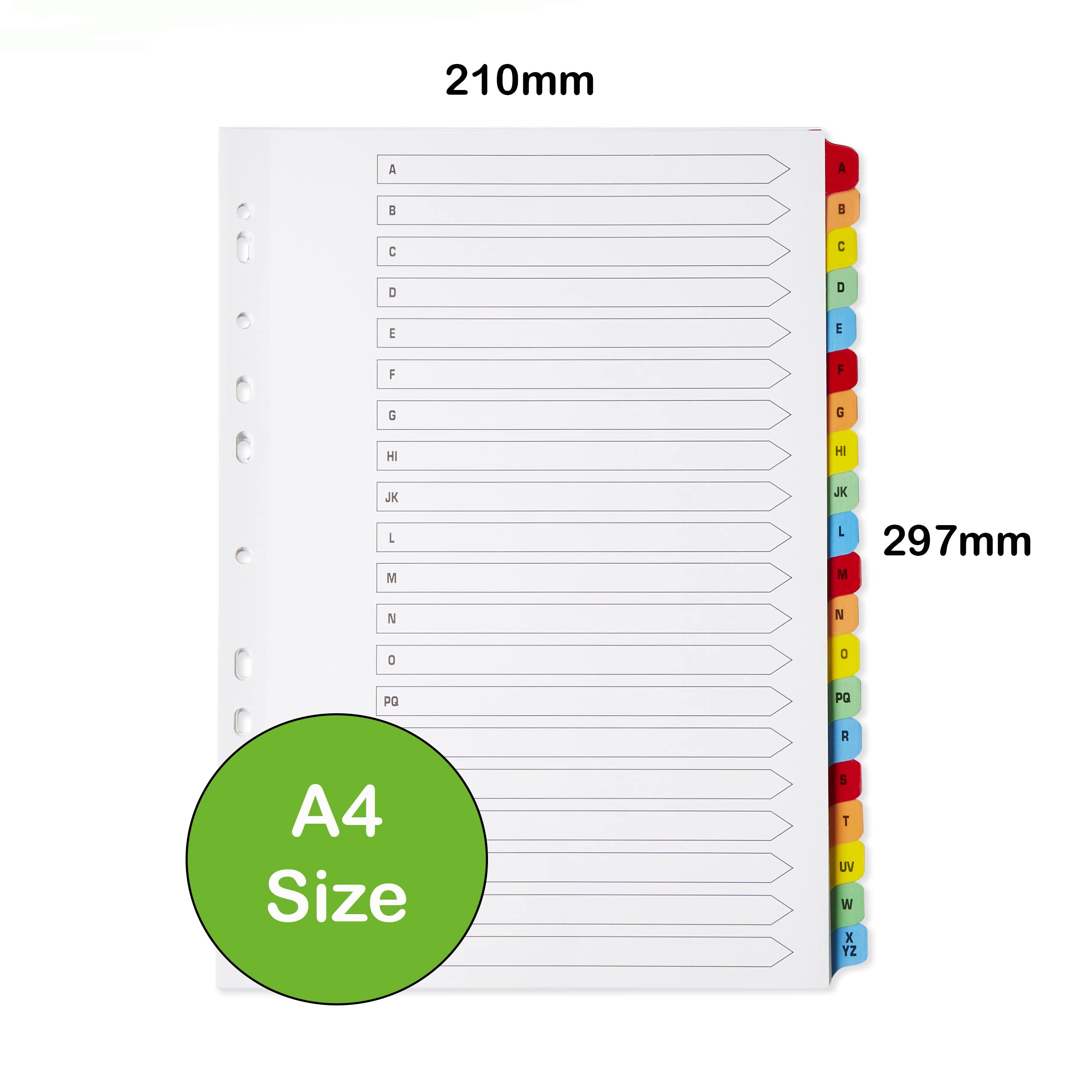 [3 Pack] A4 File Dividers A-Z Tabs   A4 Alphabetical Subject Dividers A-Z with Multipunched Reinforced Colour Tabs 150gsm