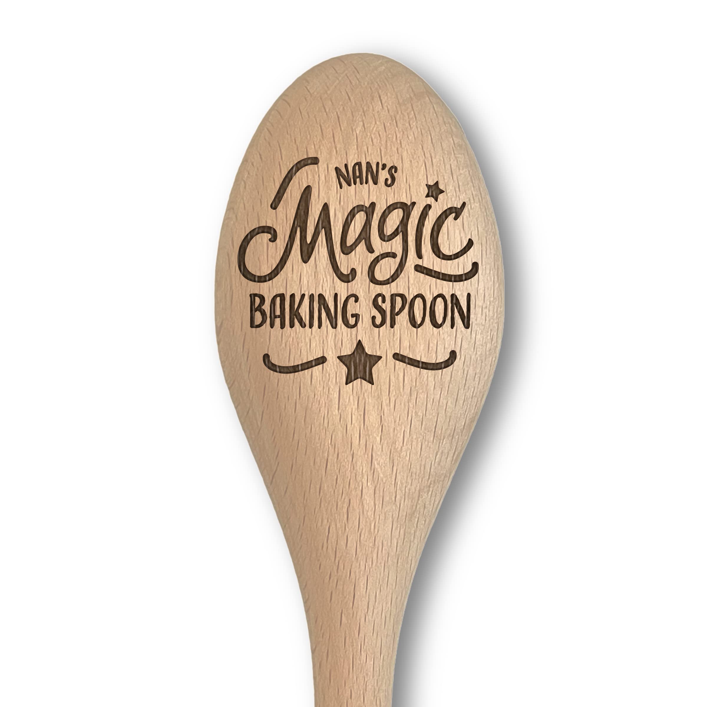 Engraved Magic Baking Spoon Gift - Multiple Options Available - Mother's Day, Birthday, Christmas - from Son, Daughter, Grandchild for Mummy, Grandma, Granny, Nan, Nana, Nanna, Nanny, Nannie (Nan)