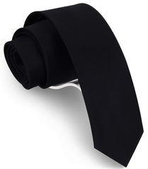 Gusleson 2.4 inches Black Slim Tie For Men Solid Skinny Necktie (UK0973-01)