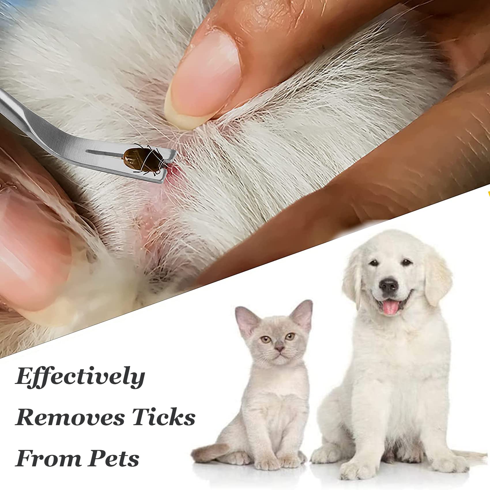 EasyULT 2 in 1 Tick Remover, Stainless Steel Professional Tick Removal Tool, Safe Tick Remover for Pet, Humans, Dogs, Cats