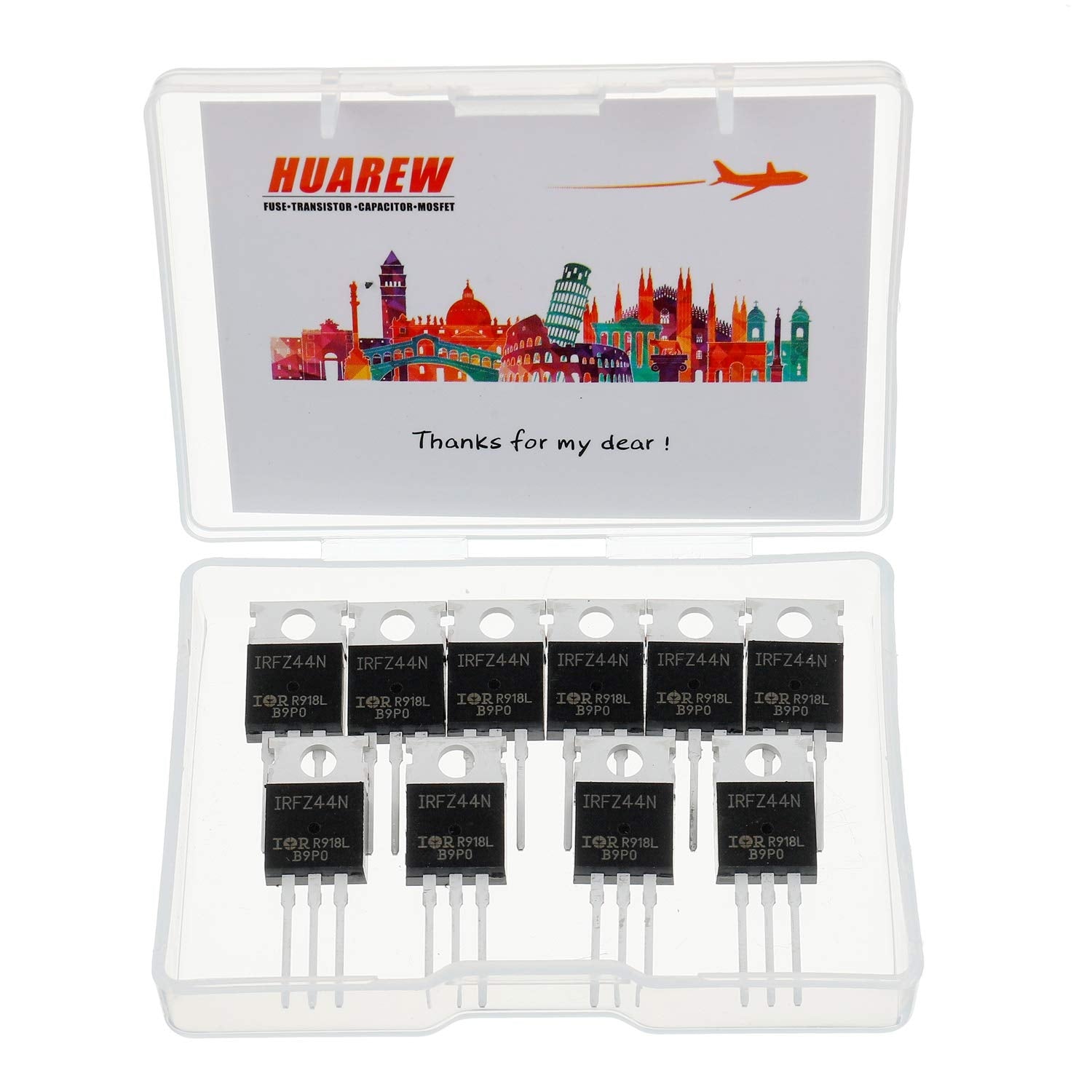 HUAREW 10 Pcs IRFZ44N N-Channel rectifier power MOSFET Transistor 49A 55V