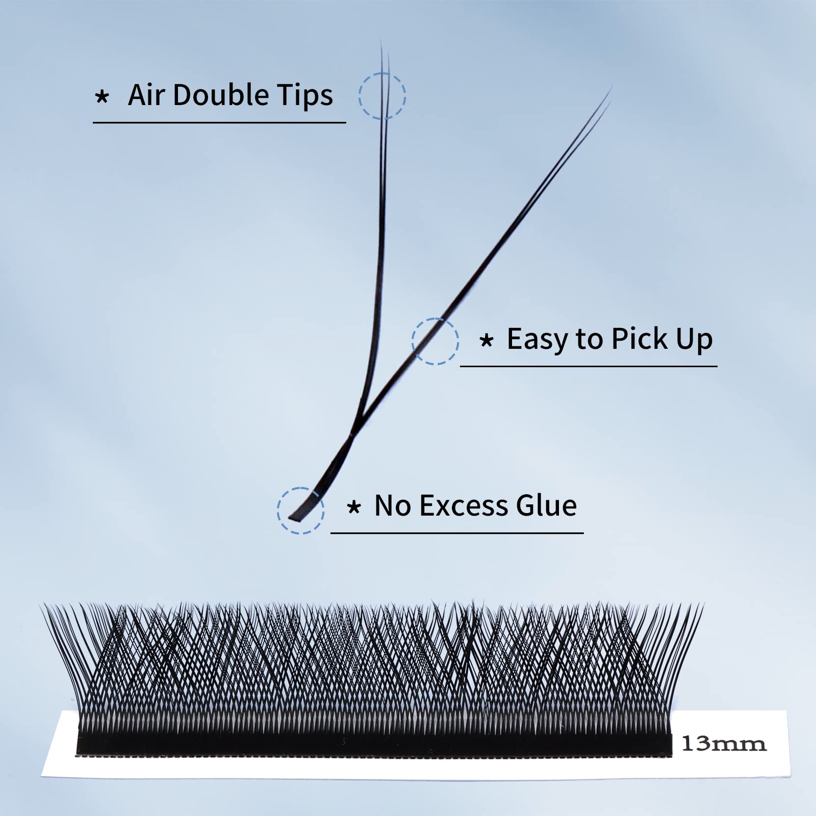 YY Lashes 0.07mm D Curl 15mm Eyelash Extensions Y-Shape Pre Made 2D Russian Volume Individual Lash Extensions(YY-0.07-D-15)