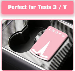 XINRISHENG Tesla Key Card Holder for Model 3 and Model Y Silicone Protector Key Chain Logo Pattern Car Accessories (pink)