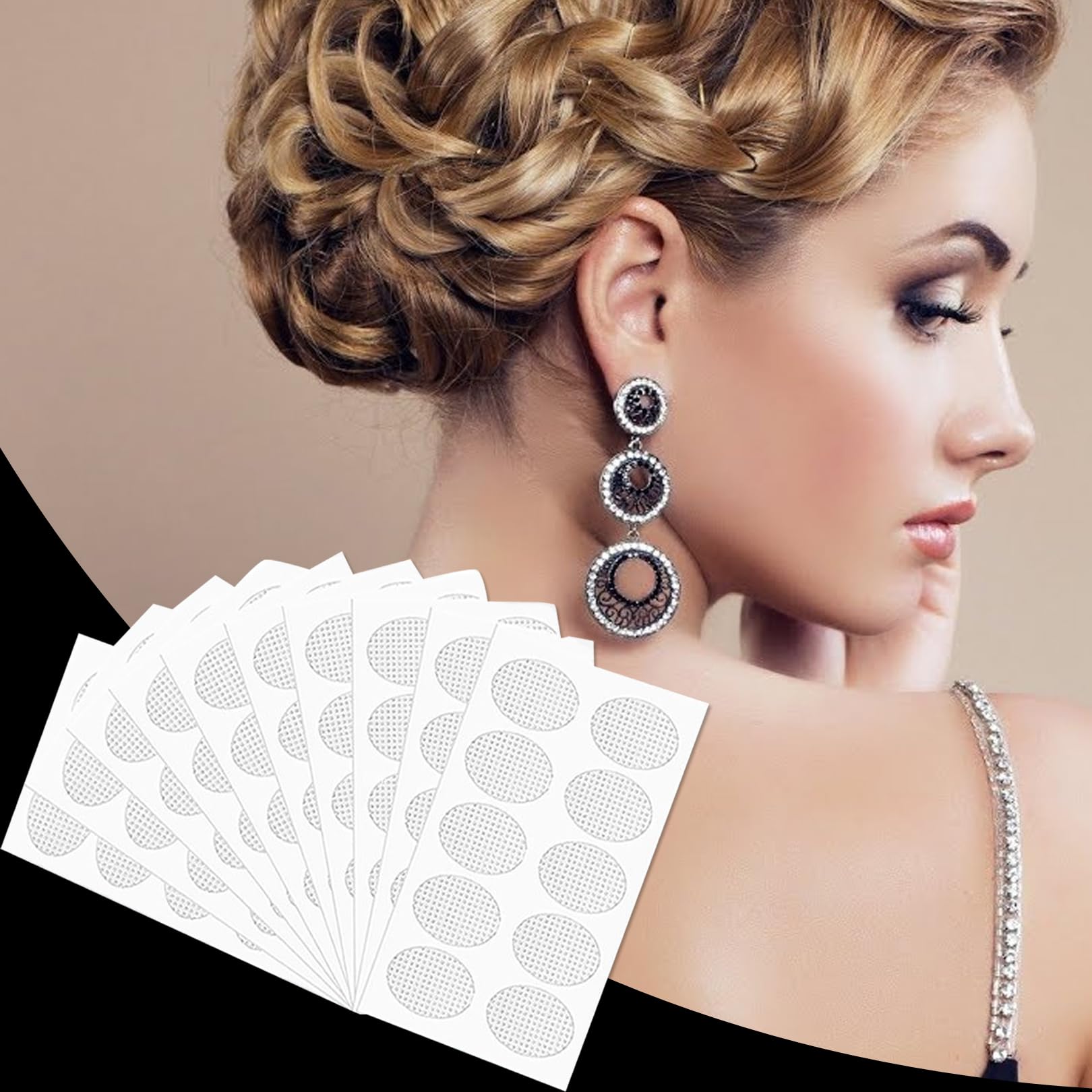 100 Pcs Breathable Earrings Support Pads,Large Earring Patches Heavy Ear Stabilizers,Invisible Earring Stickers,Earring Lobe Support Patches for Heavy Earrings for Long Time Wearing Earrings(clear)