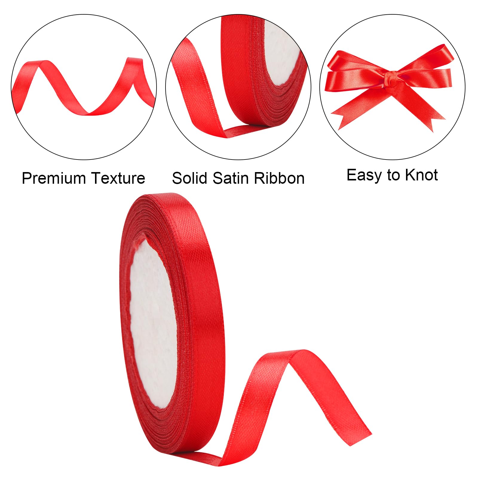 G2PLUS Red Stain Ribbons, 10mm Gift Wrap Ribbon, 22M Ribbons for Gift Wrapping, Christmas Day Decorative Ribbon, Thick Fabric Ribbon, Gift Wrapping Ribbon for Crafting, Wedding Party Decoration