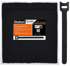 Oksdown Reusable Cable Ties Black 100 Pack Cable Straps Adjustable Releasable Wire Ties Hook and Loop Cable Tie Tidy for Desk Compatible PC Cable Management Cord Organiser