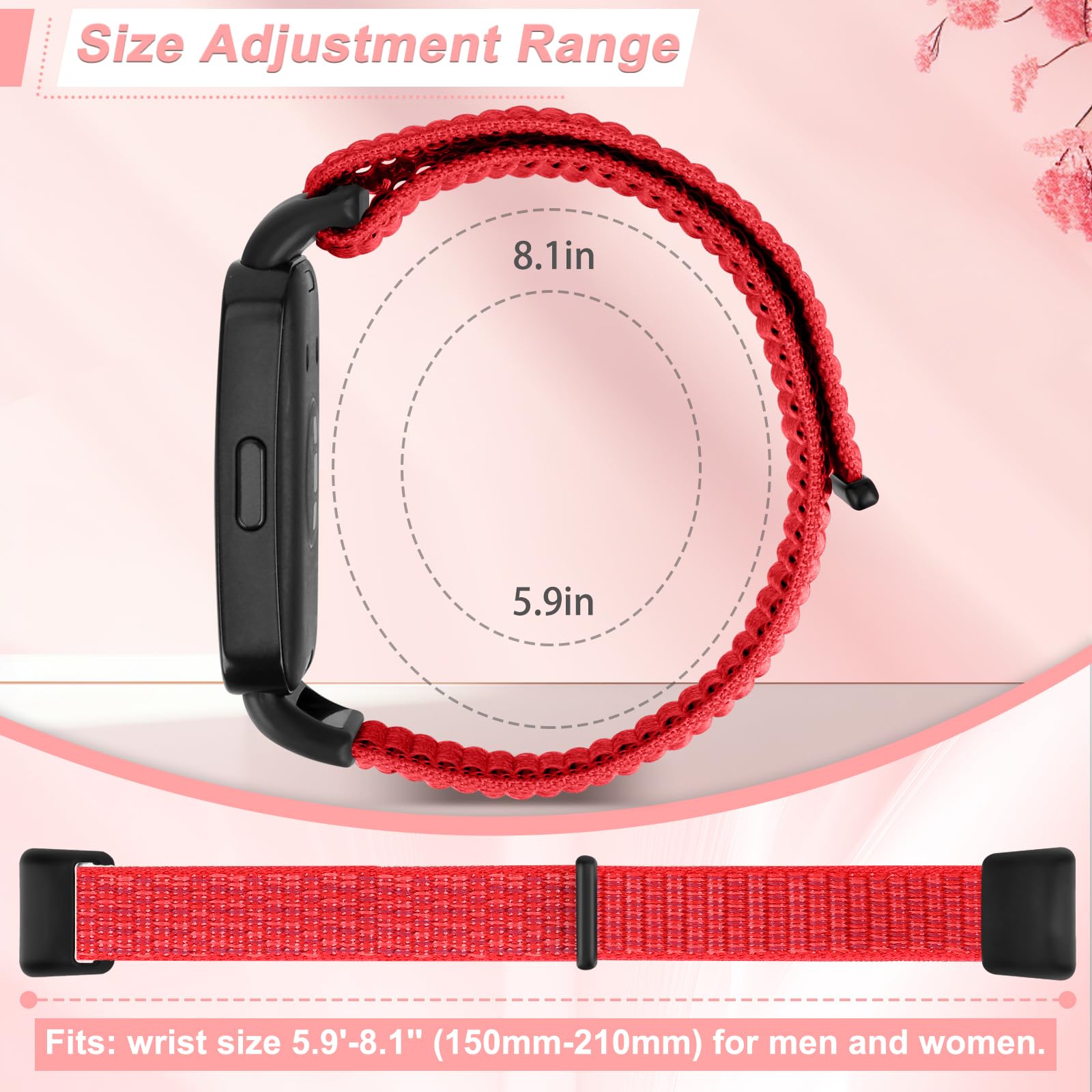 Tiptops Nylon Strap Compatible for Huawei Band 8/Huawei Band 9 Women Men, 2 Pack Breathable Nylon Wristband Sport Solo Loop Replacement Straps for Huawei Band 8/Huawei Band 9 (NFC)