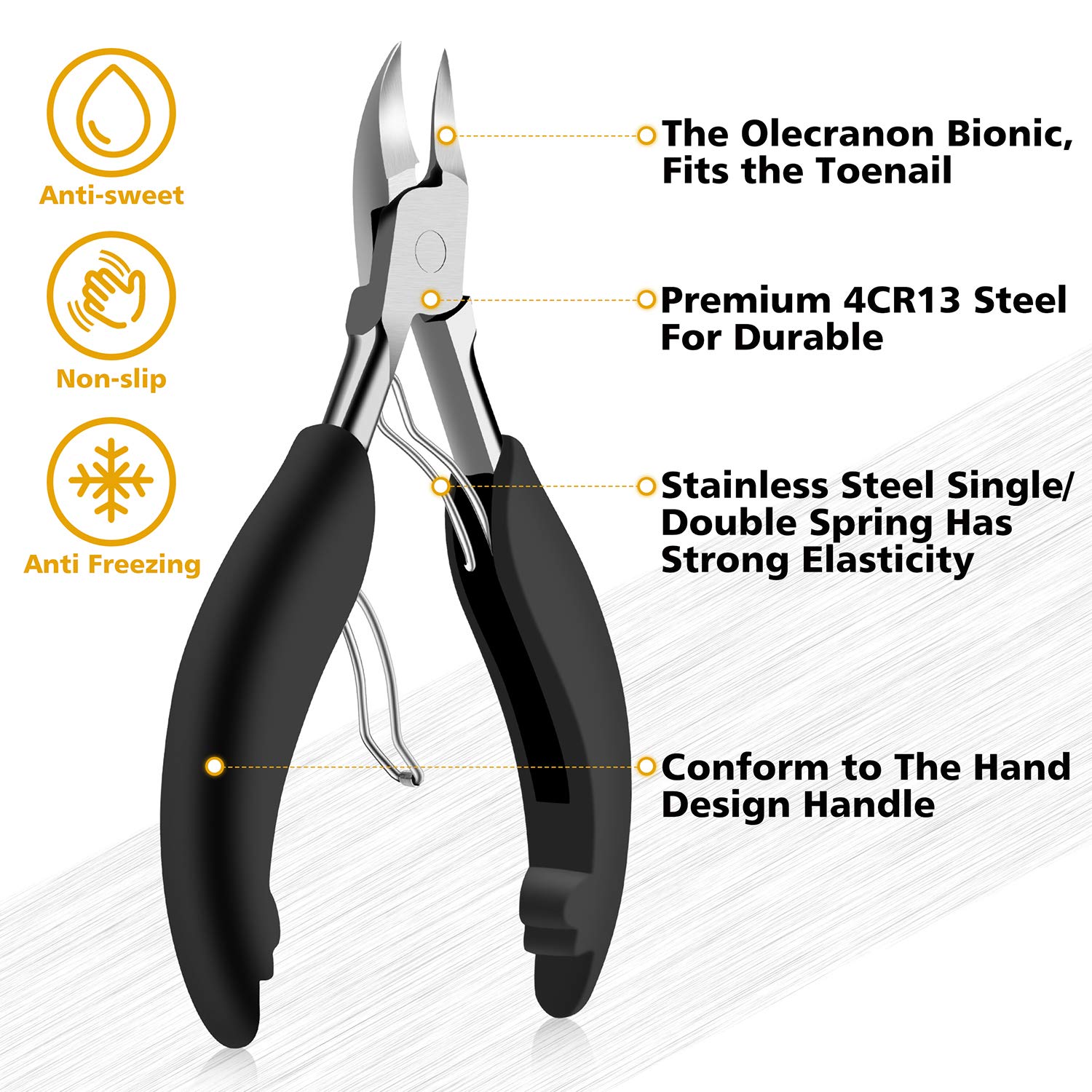 Toe Nail Clipper for Ingrown or Thick Toenails, Toenails Trimmer and Professional Podiatrist Toenail Nipper for Seniors with Surgical Stainless Steel Surper Sharp Blades Lighter Soft Handle