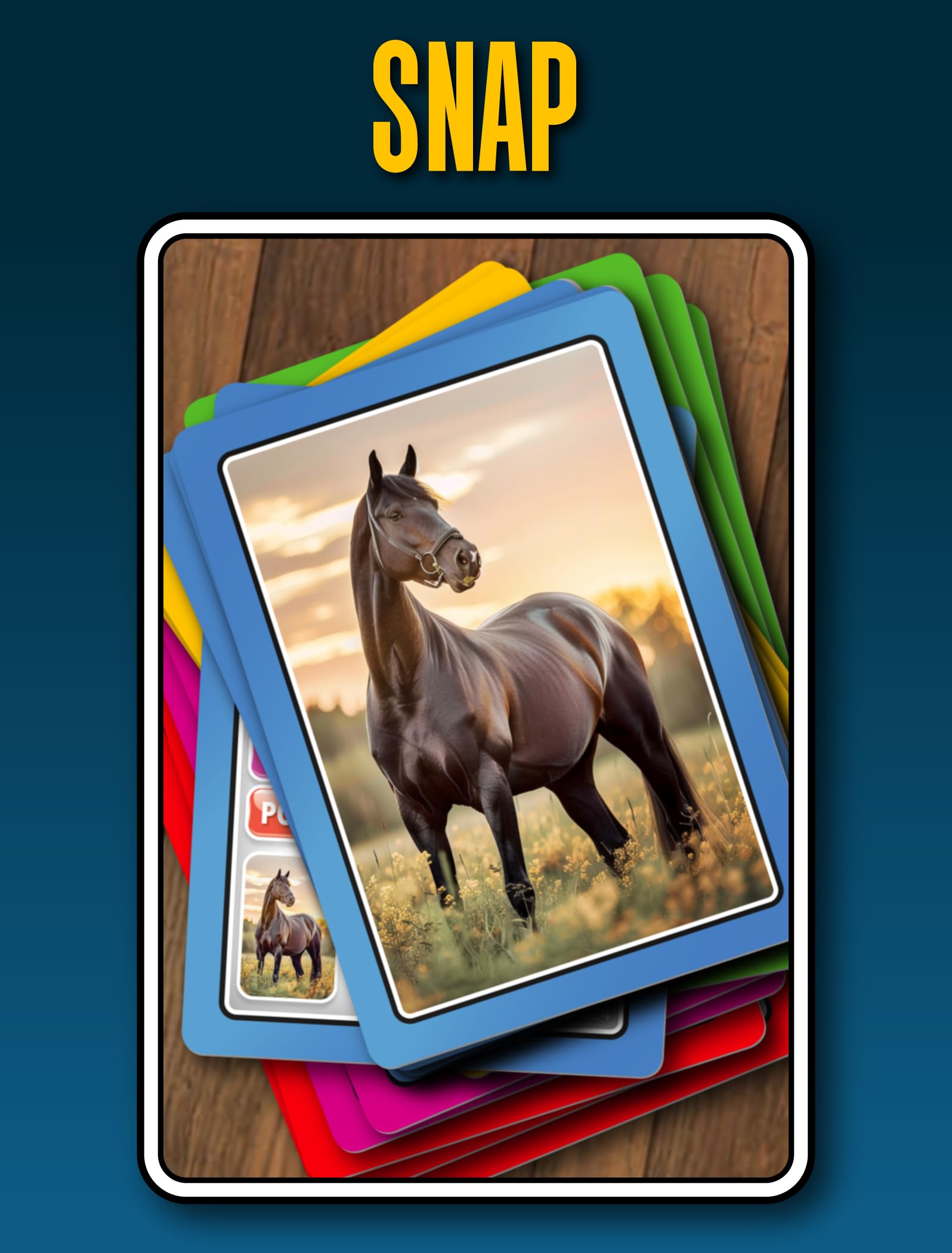 100 PICS Smart Cards Horses & Ponies, 7 games in 1, Pairs, Snap, Trumps, Rummy, Memory Quiz, Learn Facts, Travel Game, Gift, Stocking Filler, Age 5and, 1-8 Players