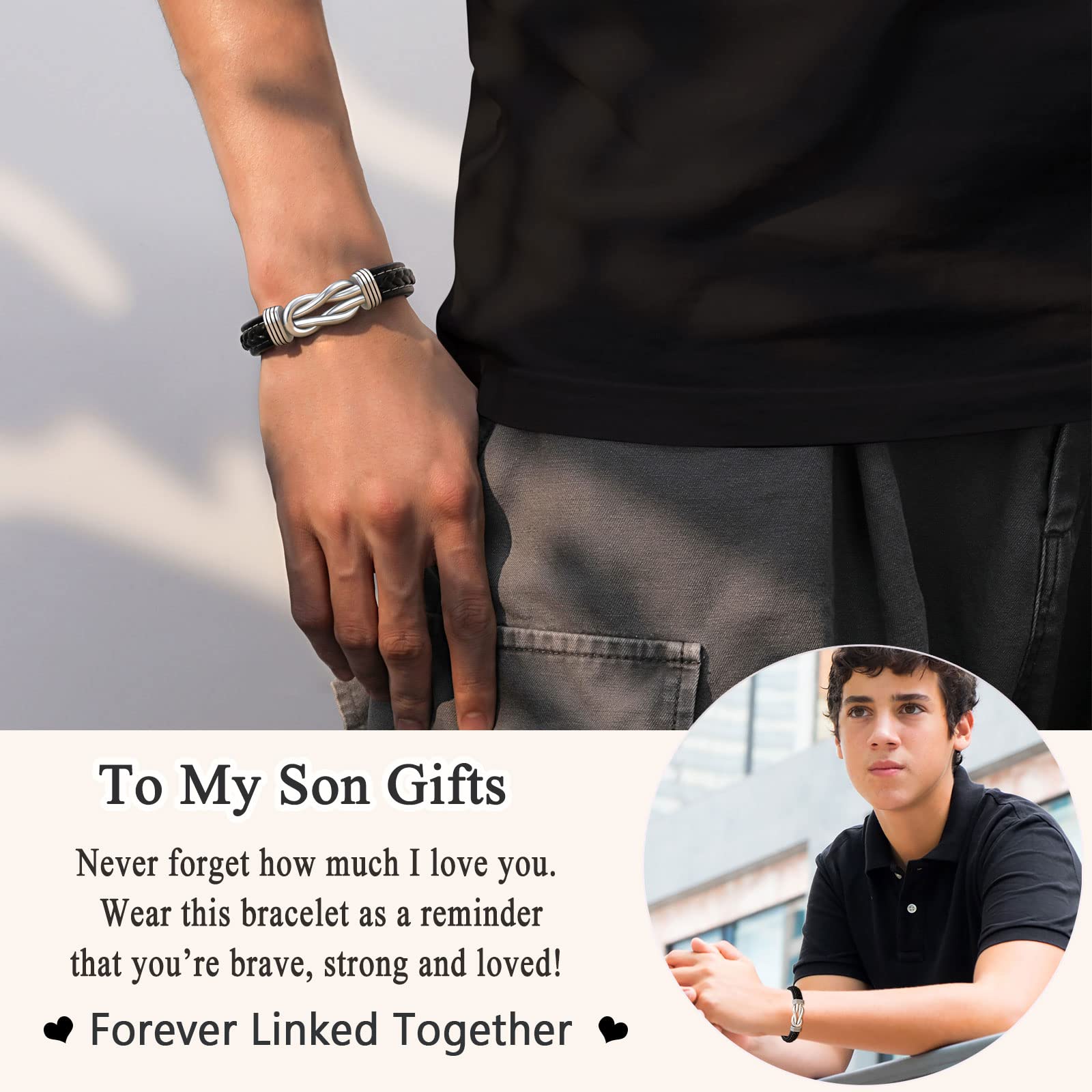 D Dongjiangjin Gift Son Gifts, Son Bracelet Gifts from Mum, 8 10 16 18 Year Old Boy Birthday Easter Christening Gifts for Teens Teen Boys Gift