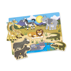 Melissa & Doug Wooden Toys - Safari Peg Boards for Children, Learning Toys for 2 Year Old Girls & Boys Toddler Puzzles Gifts, Kids Wooden Puzzles for 2 Year Olds, Jigsaws for Children Age 2 3 4