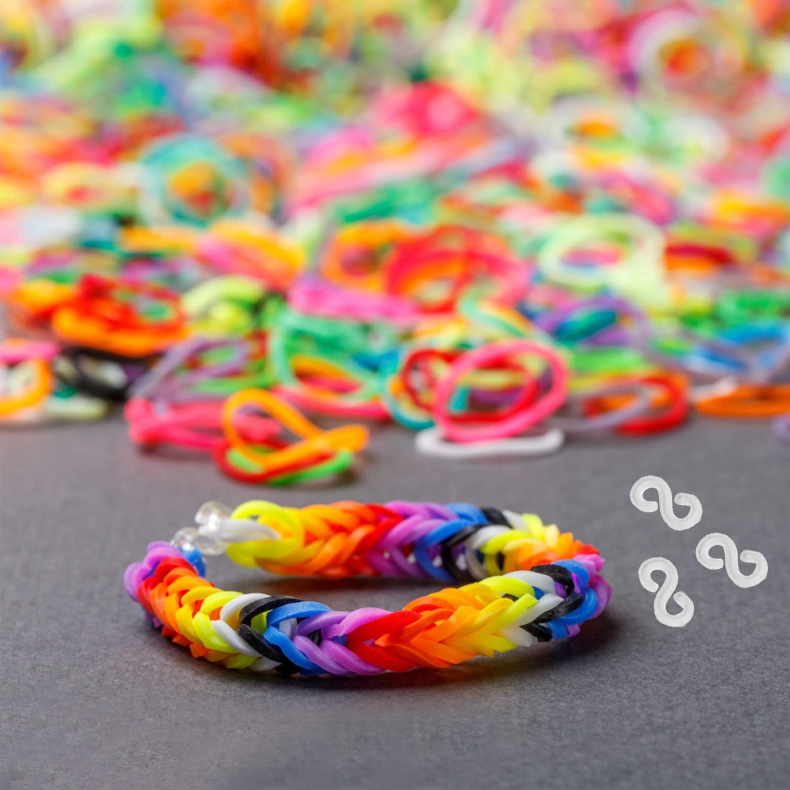 Aidi 240Pcs Loom Bands S Clips, Colorful S Clip Rubber Band Clips Loom Band Connectors Refills Kit Loom Band Hooks, for Craft Making DIY Bracelet Connector Weaving Necklace Jewelry Accessories