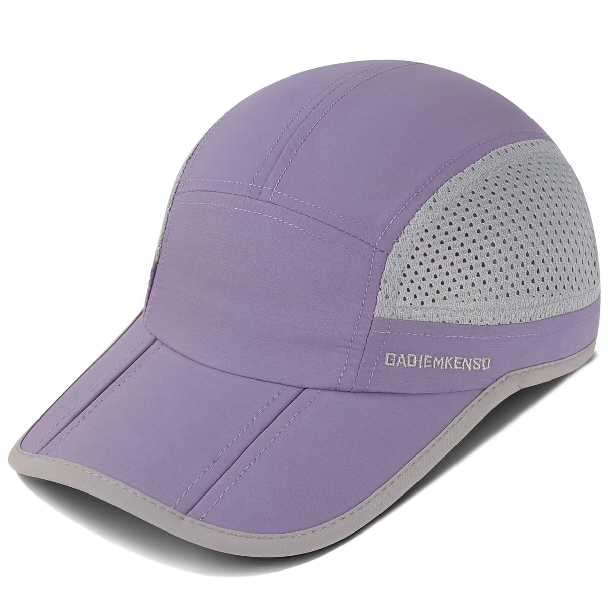 GADIEMKENSD Folding Running Men Hat Long Brim Golf Hats Quick Dry Baseball Caps Unstructured Breathable Light Cooling Cap Adjustable Trucker Hat for Outdoor Sport Hiking Workout Gym Travel Purple