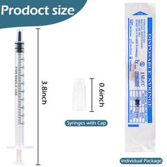 20Pcs 1ml Colostrum Syringe Plastic Syringes With Caps No Needle for Refilling and Measuring Liquids, Scientific Labs, Plant Watering, Pet Feeding ,Glue Applicator