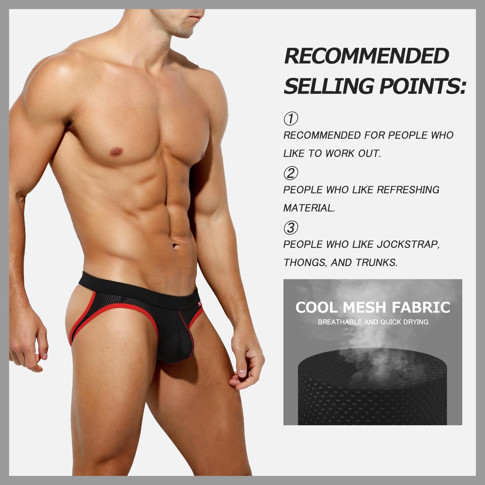 Casey Kevin Men's Jockstrap Sexy Mesh Jock Strap Athletic Underwear,7003-uk,Black,S