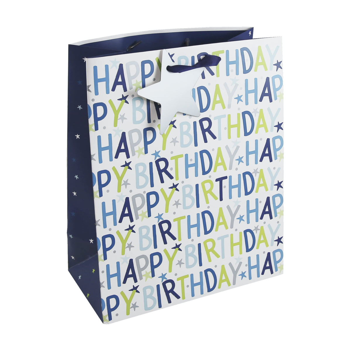 Happy Birthday Boy Blue Occasions Gift Bag with Star Tag (Multicolor, M (Pack of 1))