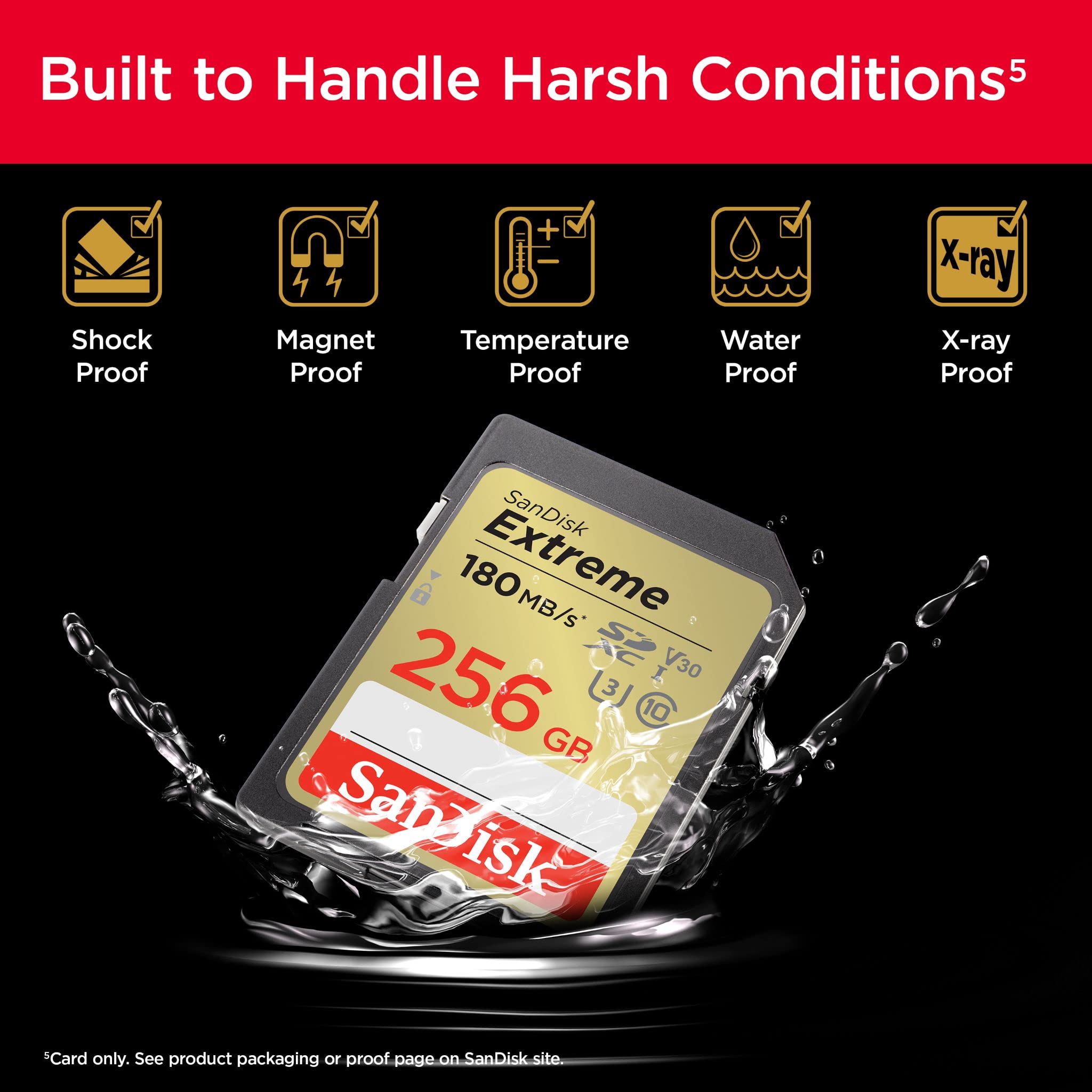 SanDisk 256GB Extreme SDXC card and RescuePro Deluxe, up to 180MB/s, UHS-I, Class, 10, U3, V30