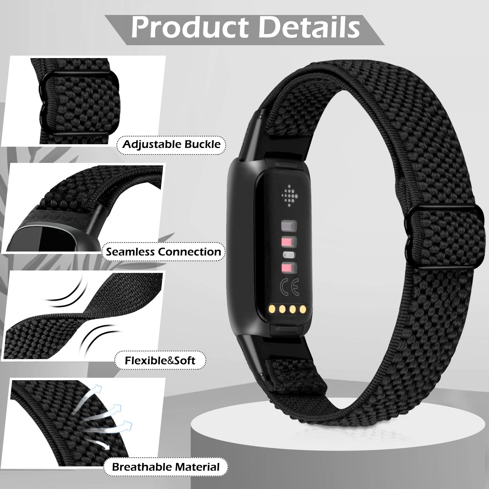 TumpCez Elastic Nylon Strap Only Compatible with Fitbit Luxe Straps,Adjustable Stretchy Soft Sport Band Replacement Wristband for Women Men