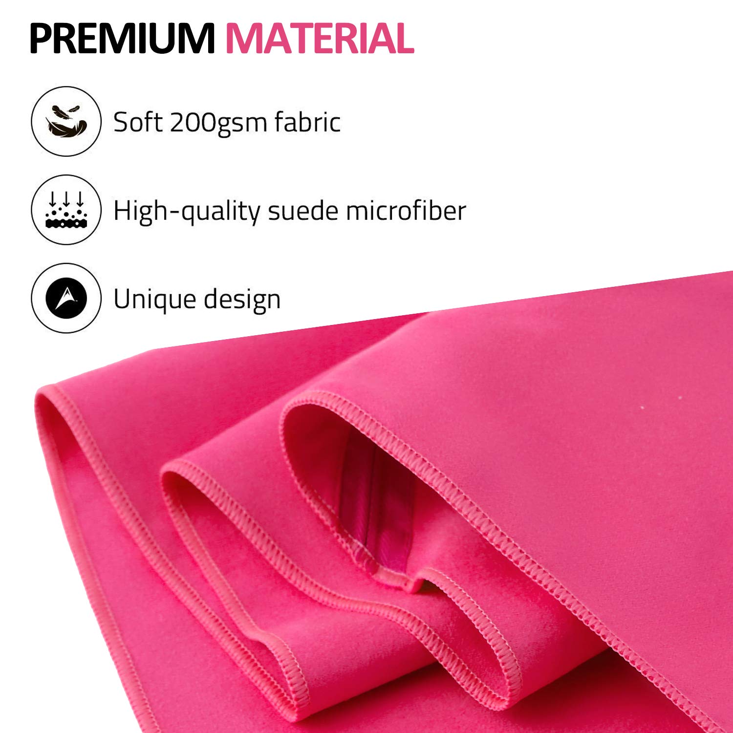 Eono Microfibre Towel, Perfect Sports, Travel, Beach Towel, Fast Drying - Super Absorbent - Ultra Compact. Great for Camping, Gym, Beach, Swimming, Backpacking - Fushcia, 60x30cm