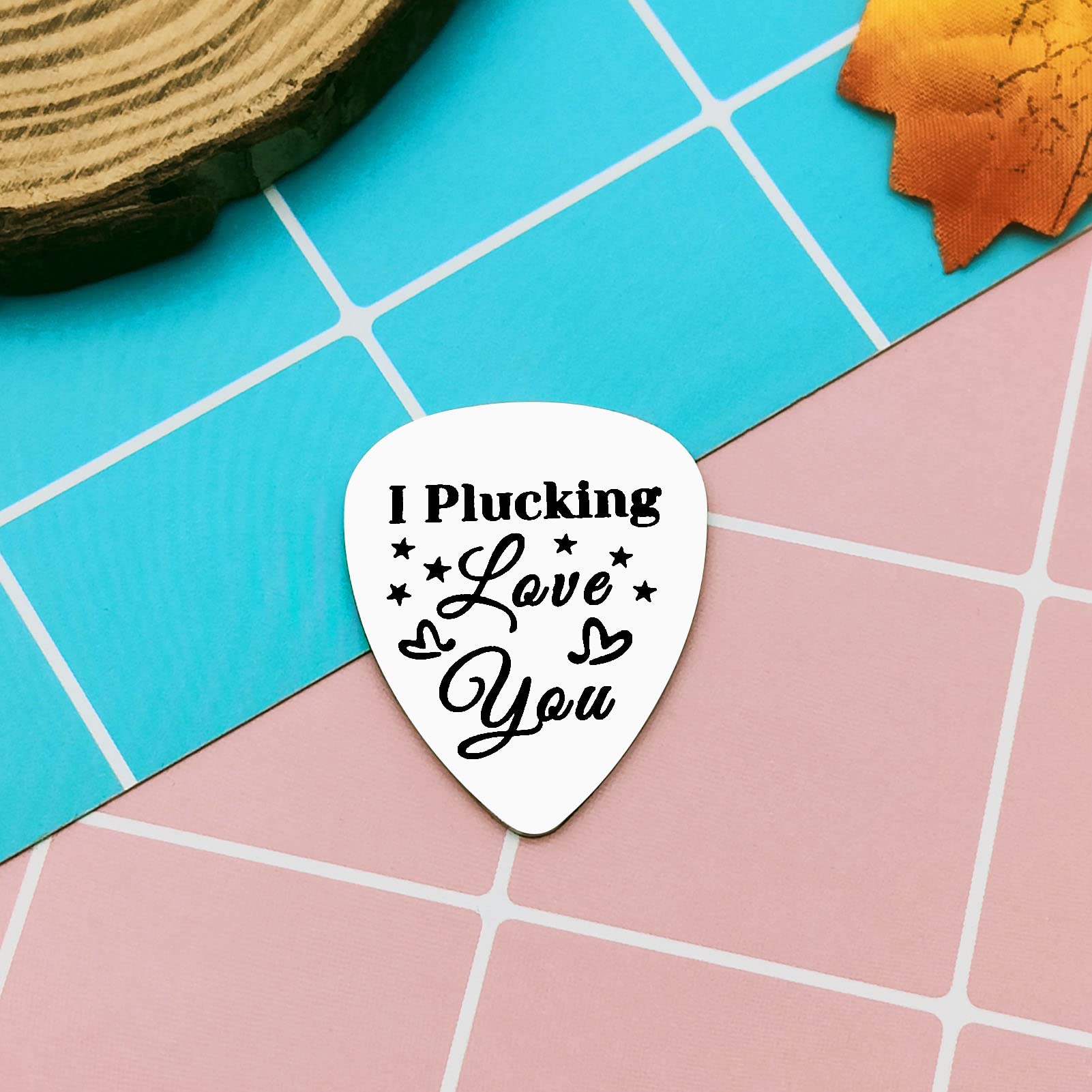 Stainless Steel Guitar Pick I Plucking Love You Guitar Pick Anniversary Present for Him Men Musical Guitar Player Keyring Gift for Husband Boyfriend Fiance Dad Valentine Christmas Birthday Gift