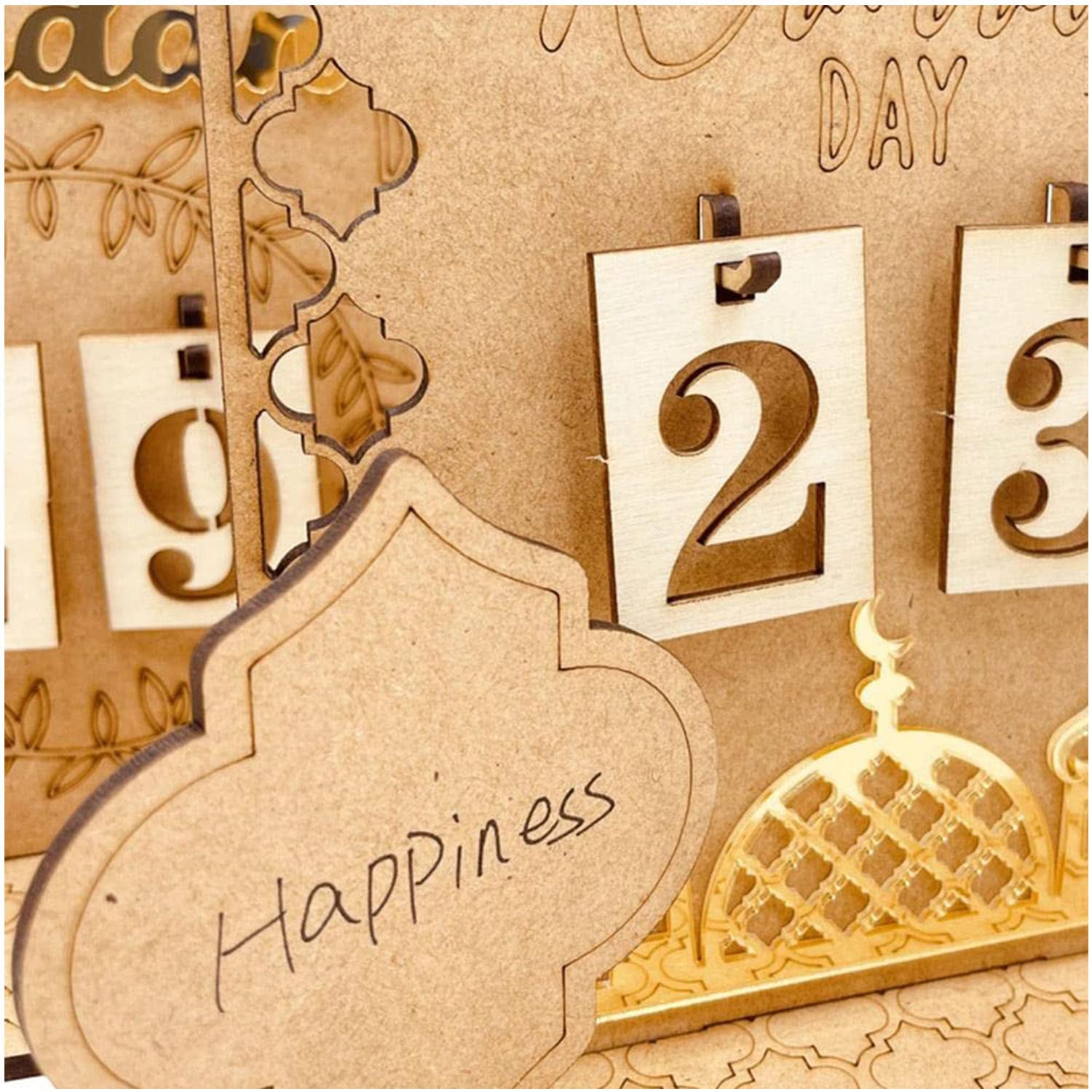 YLYDMY Ramadan Advent Calendar Wooden Countdown Calendars Decorations for Home, Ramadan Decorations for Home,30 Days Til Eid, Ramadan Gift for Kids (A-01)