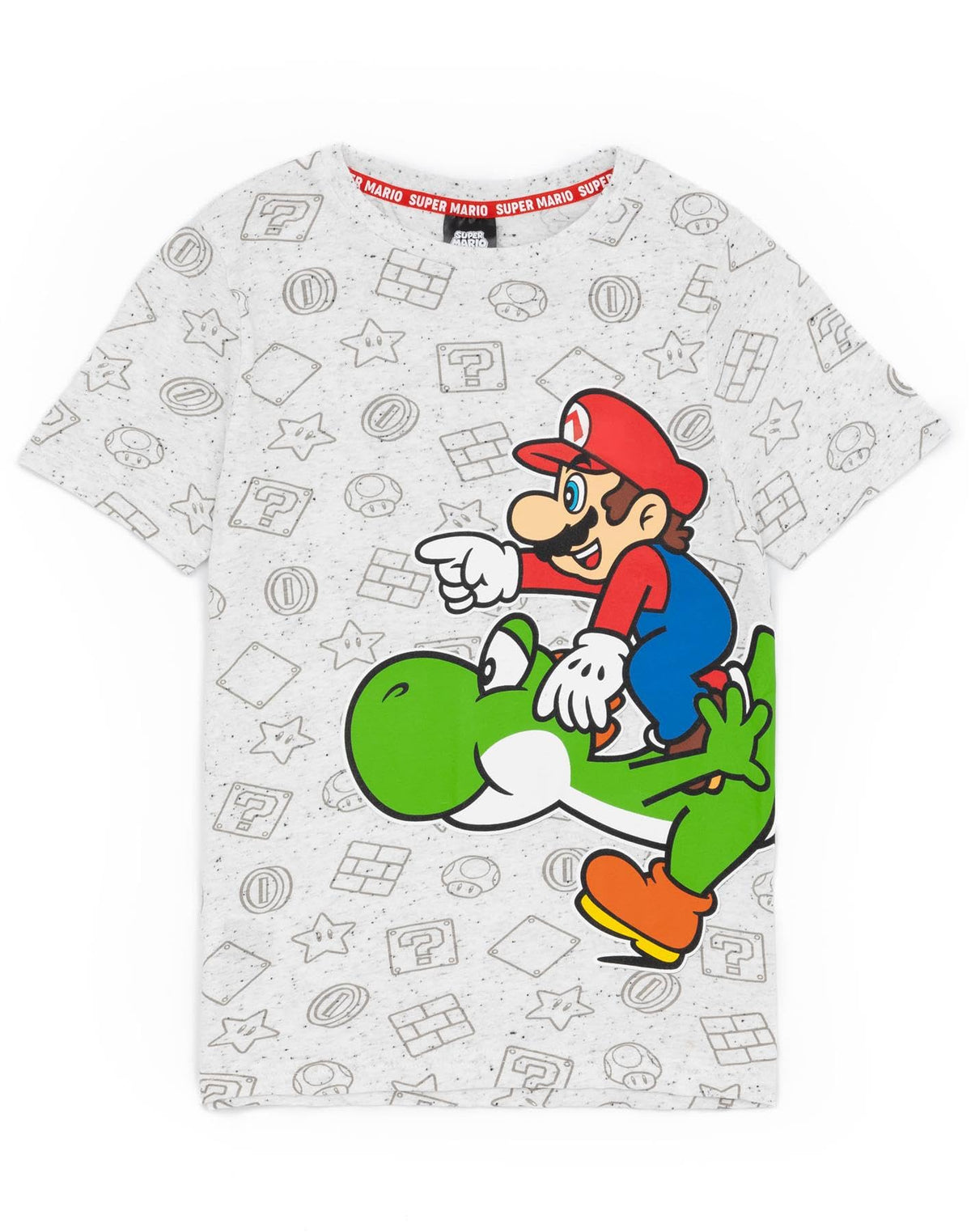 Super Mario Nintendo T-Shirt for Boys   Kids Grey Character Yoshi Top   Gamers Short Sleeve Tee for Birthdays