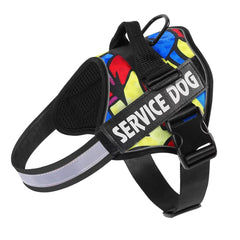 Belababy Soft No Pull Dog Harness Small Medium Large Dog, Reflective Service Assistance Dog Vest Harness, Adjustable Emotional Support Dog Puppy Harness with Colorful Pattern, Colourful Scrawl, M