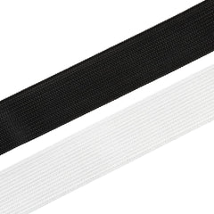 Realm Flat Elastic Band Black & White Sewing Crafts DIY Stretch (1/4 inch, 3/8 inch, 1/2 inch, 1 inch) (White, 1 Inch - 20m)