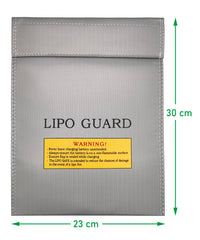 LiPo Guard, Fiber Li-Po Battery Safety Bag Fireproof Document Bag Resistant Explosion Guard for RC Batteries Protect Your Valuables Documents Money Jewelry 23 * 30cm Grey